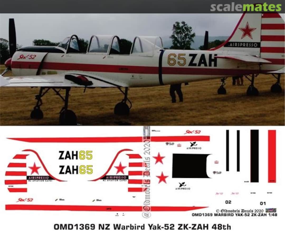Boxart Warbird - Yak-52 ZK-ZAH OMD1369 Oldmodels Decals Boxart Warbird - Yak-52 ZK-ZAH OMD1369 Oldmodels Decals