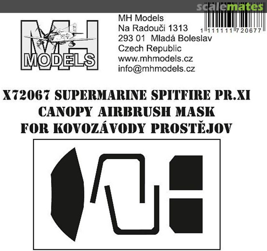 Boxart Supermarine Spitfire PR.XI Canopy Airbrush Mask X72067 MH Models Boxart Supermarine Spitfire PR.XI Canopy Airbrush Mask X72067 MH Models