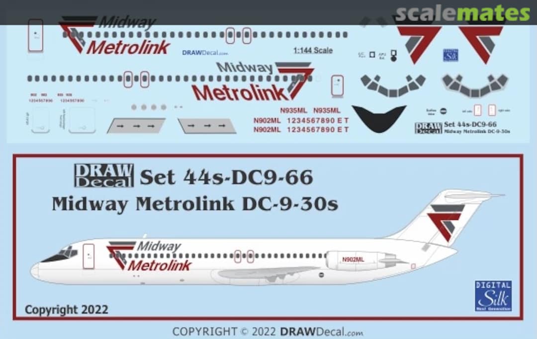 Boxart Midway Metrolink DC-9-30s 44-DC9-66 Draw Decal Boxart Midway Metrolink DC-9-30s 44-DC9-66 Draw Decal