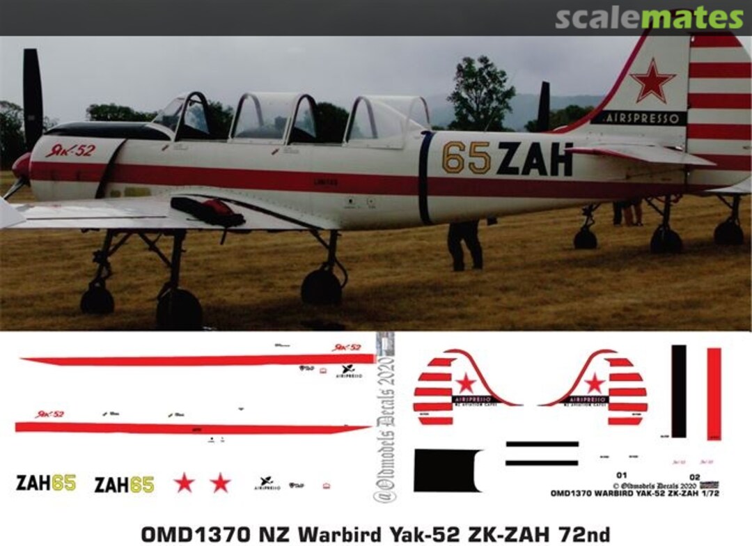 Boxart Warbird - Yak-52 ZK-ZAH OMD1370 Oldmodels Decals Boxart Warbird - Yak-52 ZK-ZAH OMD1370 Oldmodels Decals