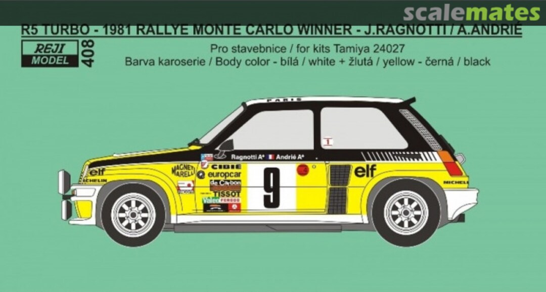 Boxart Renault 5 Turbo sponsored by Elf #9 transkit 408 REJI Model Boxart Renault 5 Turbo sponsored by Elf #9 transkit 408 REJI Model