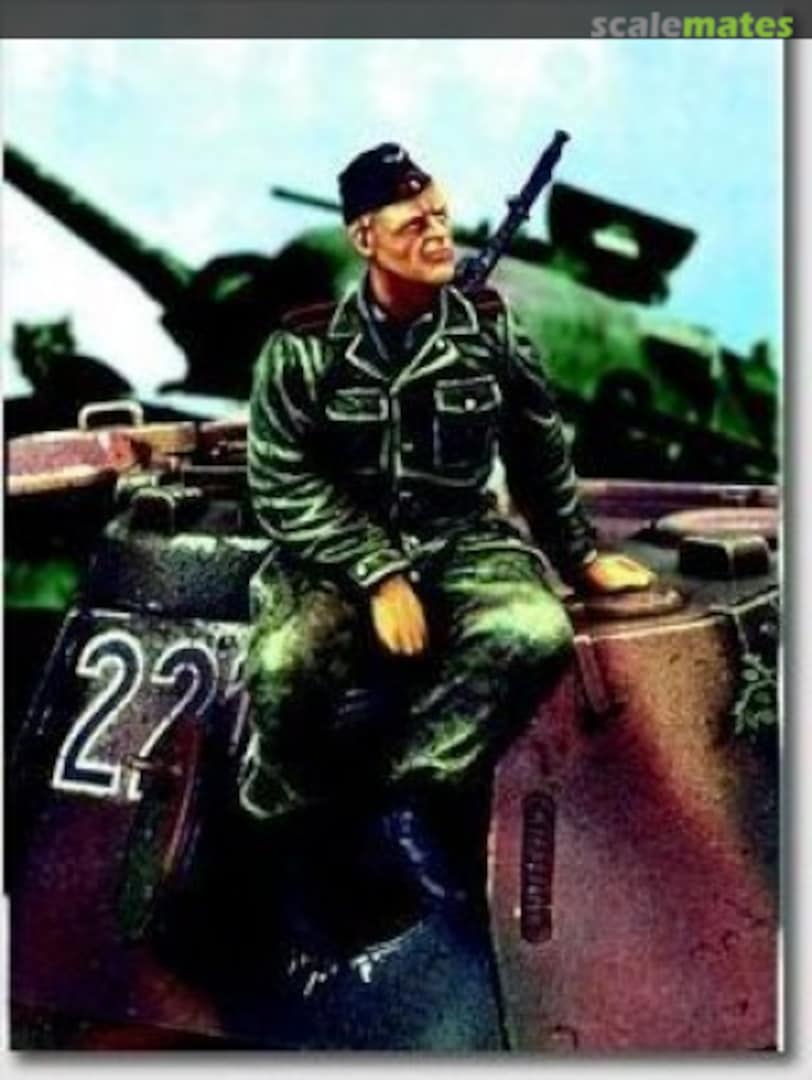 Boxart Waffen SS Tanker sitting on Turret - WWII 156 Royal Model Boxart Waffen SS Tanker sitting on Turret - WWII 156 Royal Model