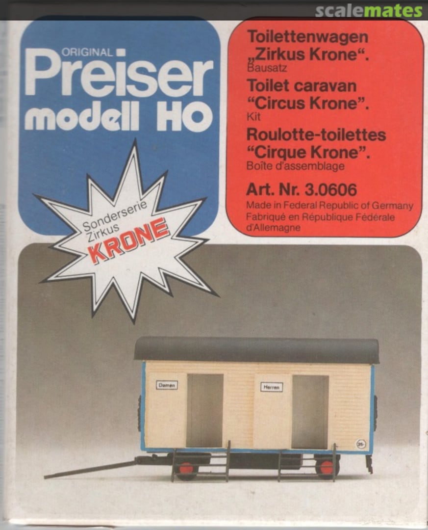 Boxart Toilettenwagen Zirkus Krone 3.0606 Preiser Boxart Toilettenwagen Zirkus Krone 3.0606 Preiser