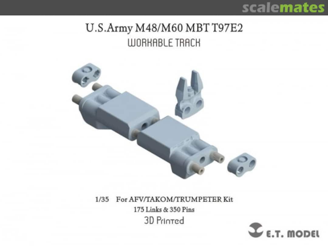 Boxart U.S.Army M48/M60 MBT T97E2 Workable Track (3D Printed) P35-074 E.T. Model Boxart U.S.Army M48/M60 MBT T97E2 Workable Track (3D Printed) P35-074 E.T. Model
