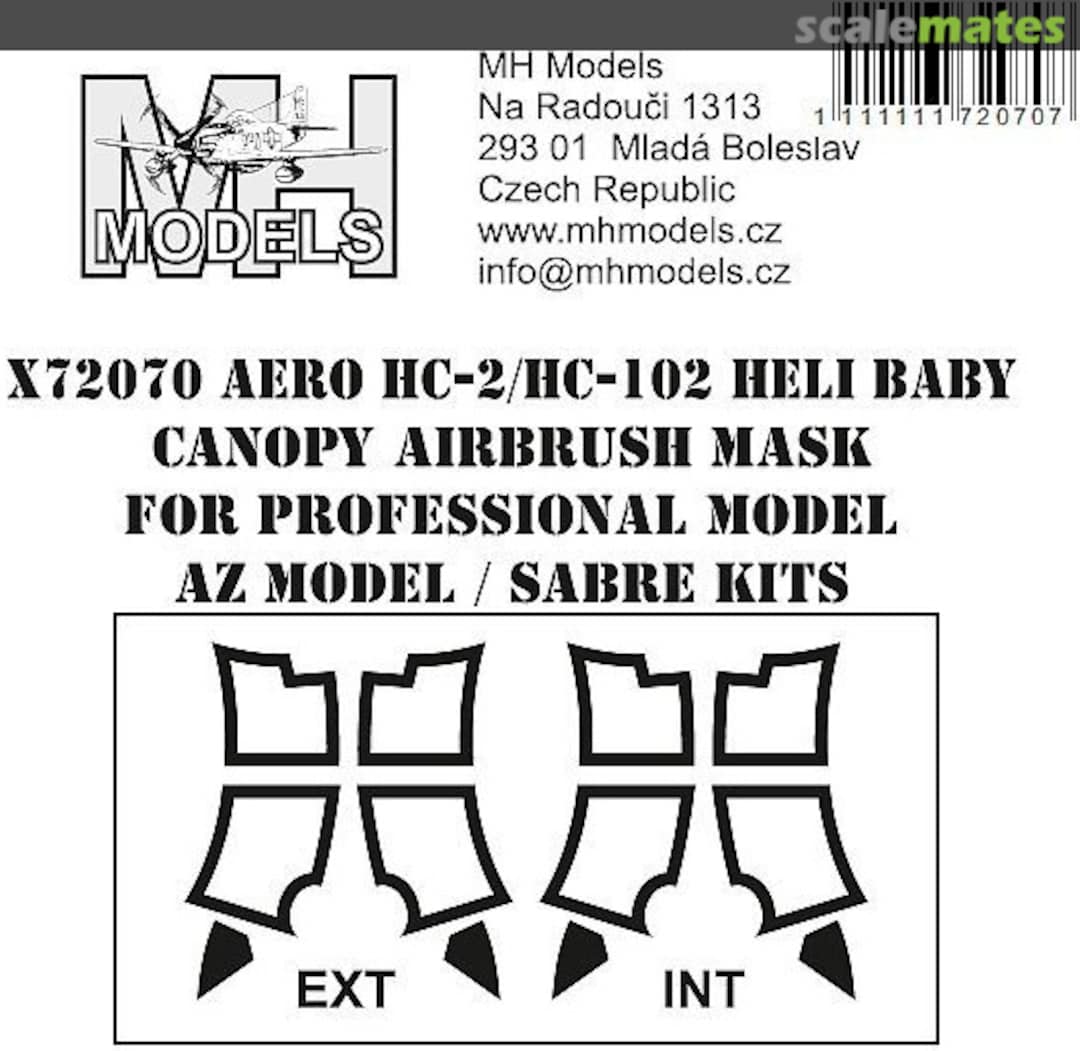 Boxart Aero HC-2/HC-102 Heli Baby Canopy Airbrush Mask X72070 MH Models Boxart Aero HC-2/HC-102 Heli Baby Canopy Airbrush Mask X72070 MH Models