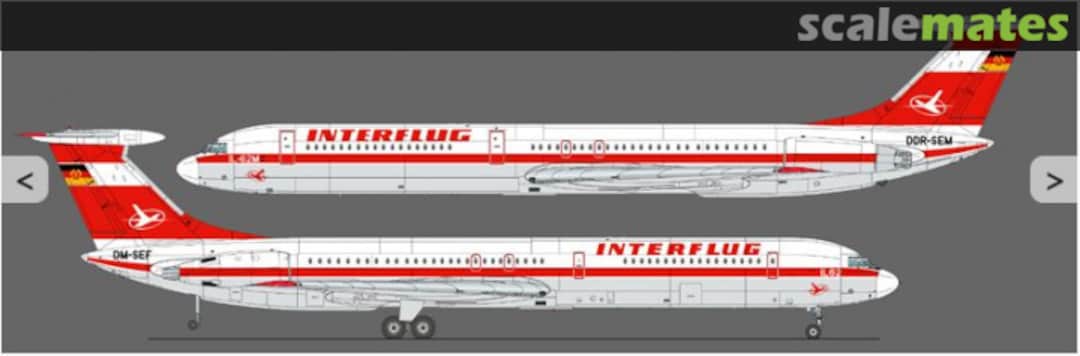 Boxart Reprinted! LU/AGI Ilyushin IL-62M 'classic' Interflug colours printed by Cartograf for Zvezda kit BZD402 Bra.Z Models Boxart Reprinted! LU/AGI Ilyushin IL-62M 'classic' Interflug colours printed by Cartograf for Zvezda kit BZD402 Bra.Z Models