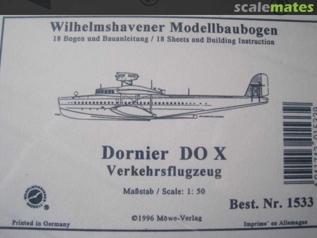 Boxart Dornier Do X 1533 Wilhelmshavener Modellbaubogen Mowe-Verlag Boxart Dornier Do X 1533 Wilhelmshavener Modellbaubogen Mowe-Verlag