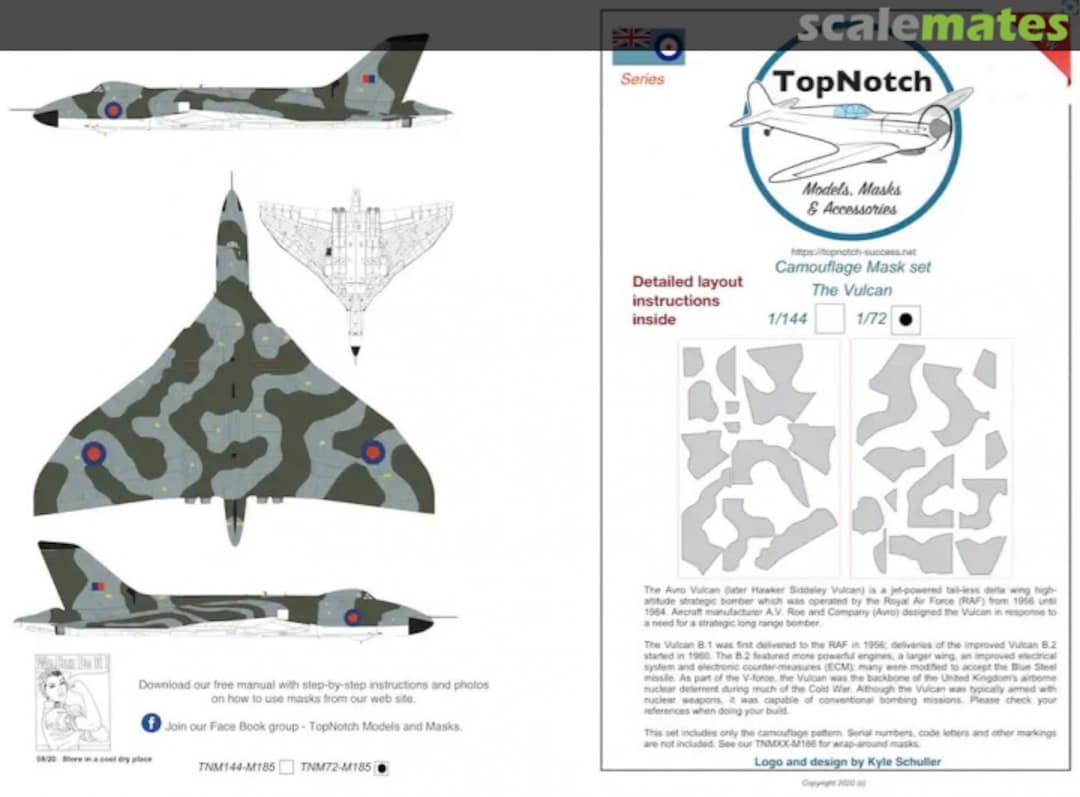 Boxart Avro Vulcan Standard Camouflage Pattern & Paint Mask TNM144-M185 TopNotch Boxart Avro Vulcan Standard Camouflage Pattern & Paint Mask TNM144-M185 TopNotch