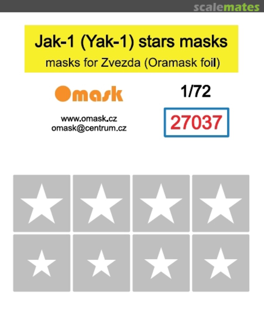 Boxart Yakovlev Yak-1 - Star Masks (for Zvezda Kits) 27037 Omask Boxart Yakovlev Yak-1 - Star Masks (for Zvezda Kits) 27037 Omask