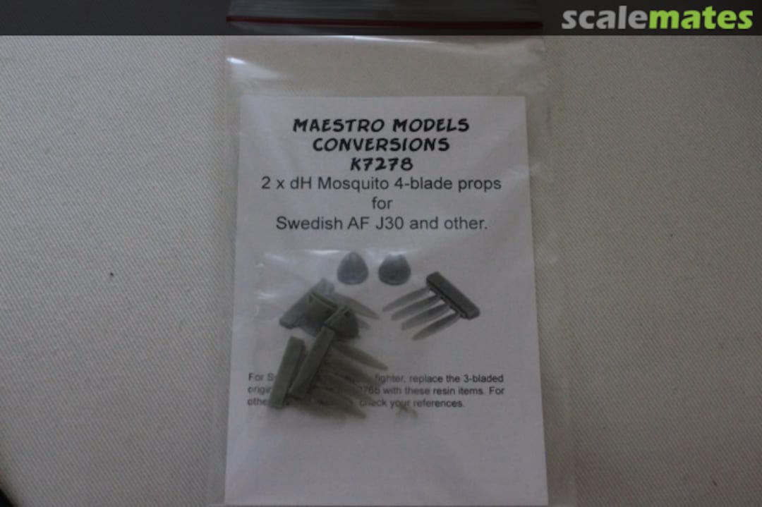 Boxart 2 x DH Mosquito 4-blade Props MMK7278 Maestro Models Boxart 2 x DH Mosquito 4-blade Props MMK7278 Maestro Models
