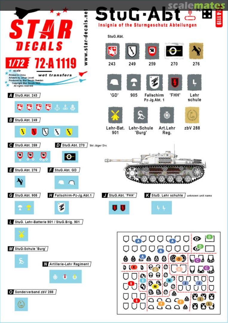 Boxart WWII German Generic Insignia and Unit Markings for Sturmgeschûtz units #4 72-A1119 Star Decals Boxart WWII German Generic Insignia and Unit Markings for Sturmgeschûtz units #4 72-A1119 Star Decals