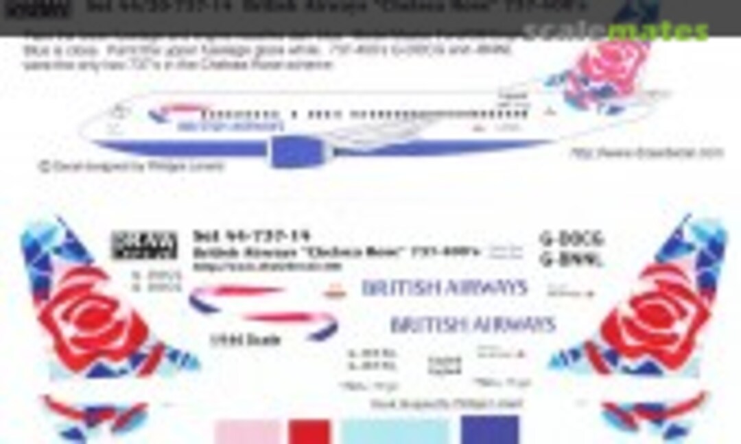 1:144 British Airways “Chelsea Rose” 737-400's (Draw Decal 44-737-14) 44-737-14