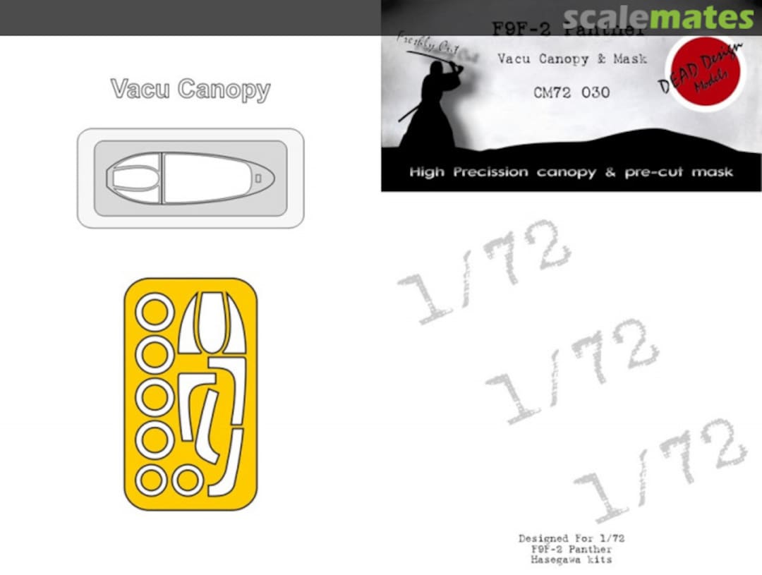 Boxart F9F-2 Panther Vacu Canopy And Mask CM72030 DEAD Design Models