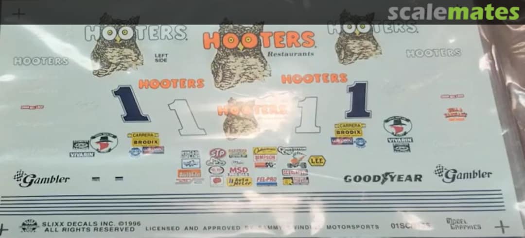 Boxart #1 Sammy Swindell 1995 Hooters Decal Sheet 01SC Slixx Decals Boxart #1 Sammy Swindell 1995 Hooters Decal Sheet 01SC Slixx Decals