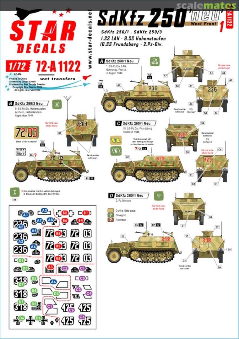 Boxart SdKfz 250 'neu' # 1 72-A1122 Star Decals Boxart SdKfz 250 'neu' # 1 72-A1122 Star Decals