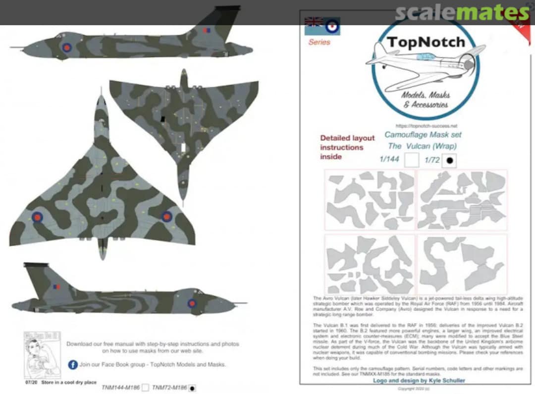 Boxart AVRO Vulcan Wrap Around Camouflage Pattern & Paint Mask TNM144-M186 TopNotch Boxart AVRO Vulcan Wrap Around Camouflage Pattern & Paint Mask TNM144-M186 TopNotch