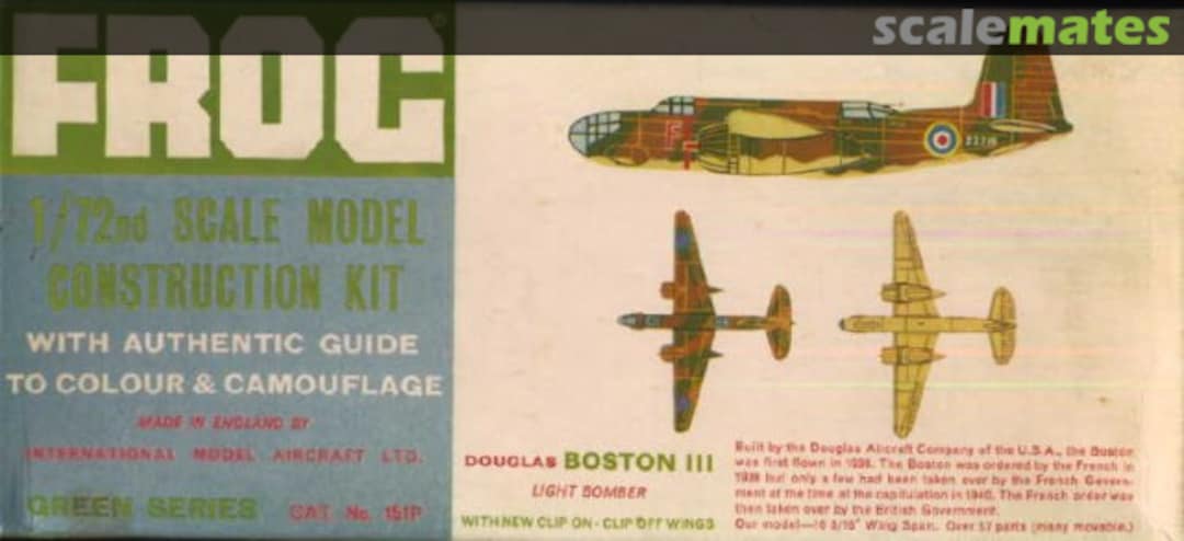 Boxart Douglas Boston III Light Bomber 151P FROG Boxart Douglas Boston III Light Bomber 151P FROG