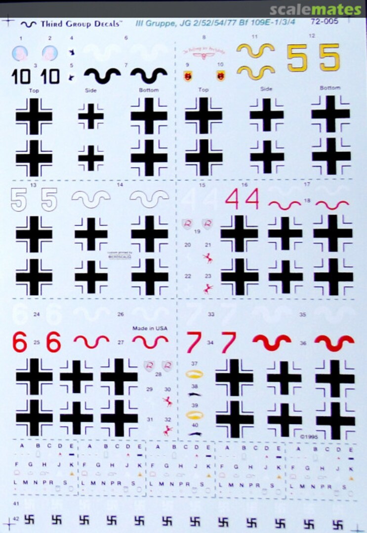 Boxart III Gruppe, JG 2 / 52 / 54 / 77 72-005 Third Group Decals