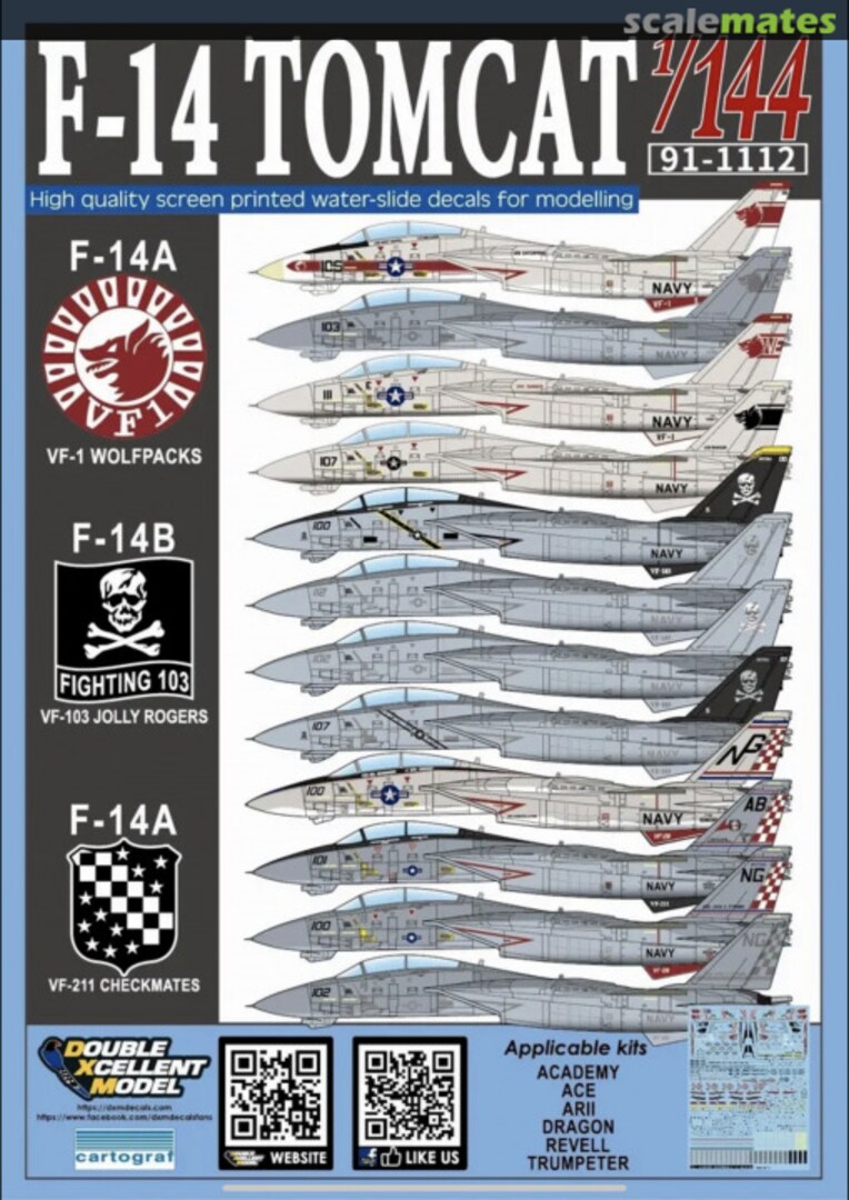 Boxart F-14A F-14B Tomcat VF-1 VF-103 VF-211 91-1112 Double Xcellent Model Boxart F-14A F-14B Tomcat VF-1 VF-103 VF-211 91-1112 Double Xcellent Model