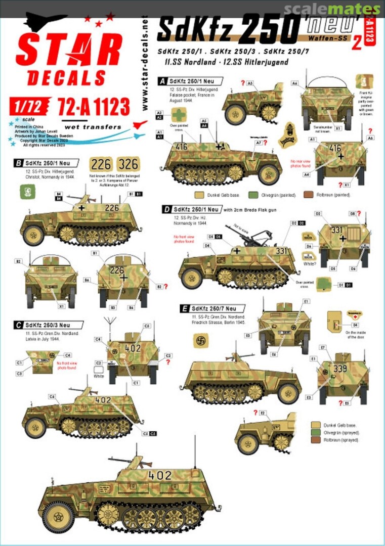 Boxart SdKfz 250 'neu' # 2 72-A1123 Star Decals Boxart SdKfz 250 'neu' # 2 72-A1123 Star Decals