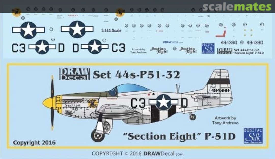 Boxart “Section Eight” P-51D 44-P51-32 Draw Decal Boxart “Section Eight” P-51D 44-P51-32 Draw Decal