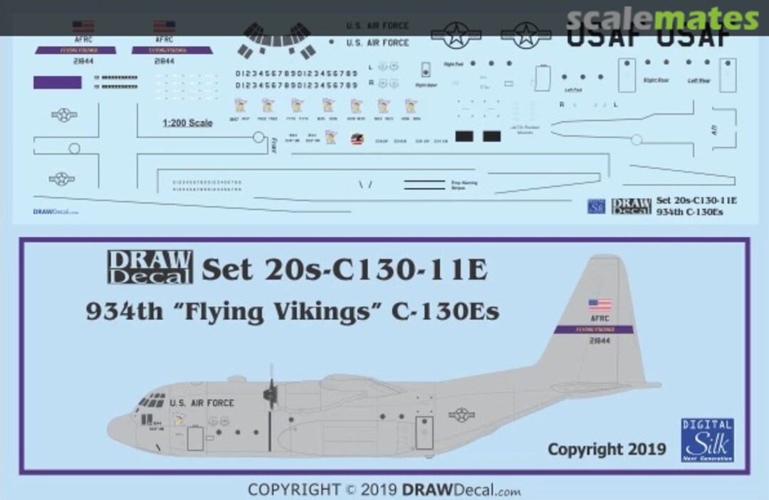 Boxart 934th “Flying Vikings” C-130Es 20-C130-11E Draw Decal Boxart 934th “Flying Vikings” C-130Es 20-C130-11E Draw Decal