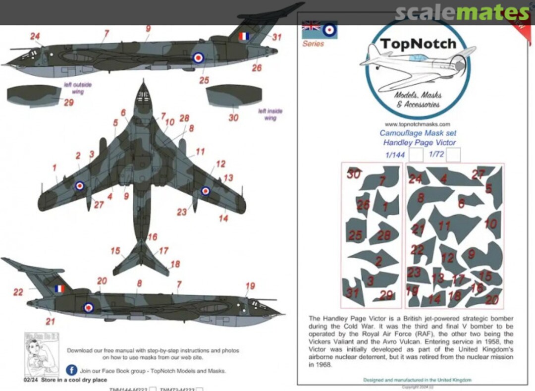 Boxart Handley Page Victor Camouflage Pattern & Paint Mask TNM144-M223 TopNotch Boxart Handley Page Victor Camouflage Pattern & Paint Mask TNM144-M223 TopNotch