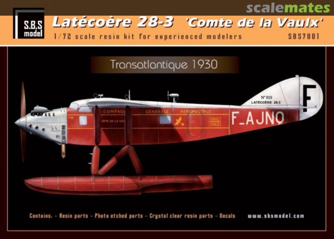 Boxart Latécoère 28-3 'Comte-de-La-Vaulx' SBS7001 SBS Model