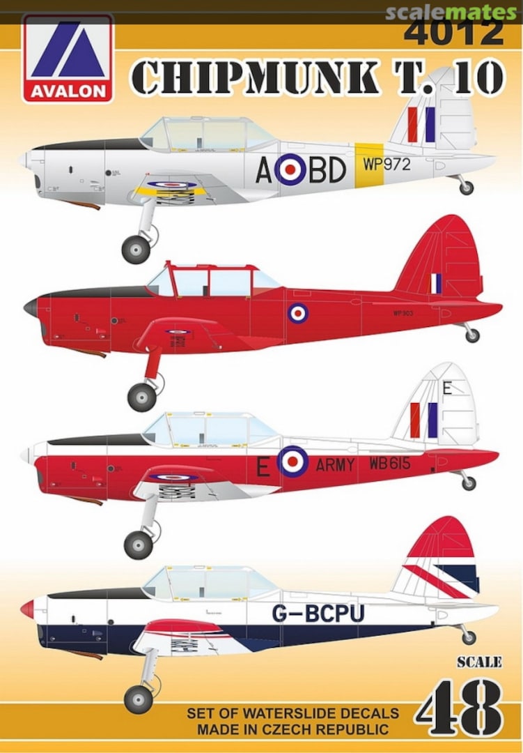 Boxart Chipmunk T.10 Decal 4012 Avalon Decals