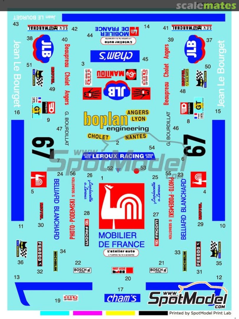 Boxart Porsche 911 Carrera RS 3.0 Leroux Racing Team sponsored by JLB #67 PLB2-924251 Print Lab Decals Boxart Porsche 911 Carrera RS 3.0 Leroux Racing Team sponsored by JLB #67 PLB2-924251 Print Lab Decals