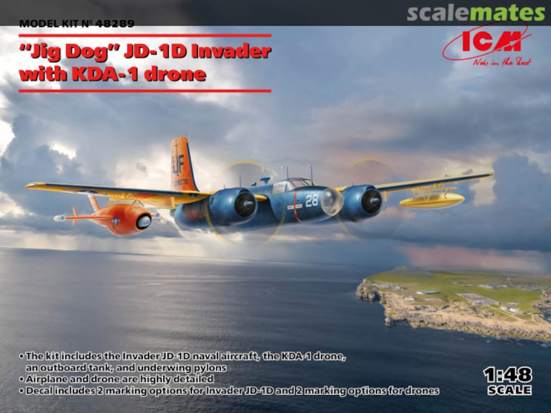 Boxart 'Jig Dog' JD-1D Invader with KDA-1 drone 48289 ICM Boxart 'Jig Dog' JD-1D Invader with KDA-1 drone 48289 ICM