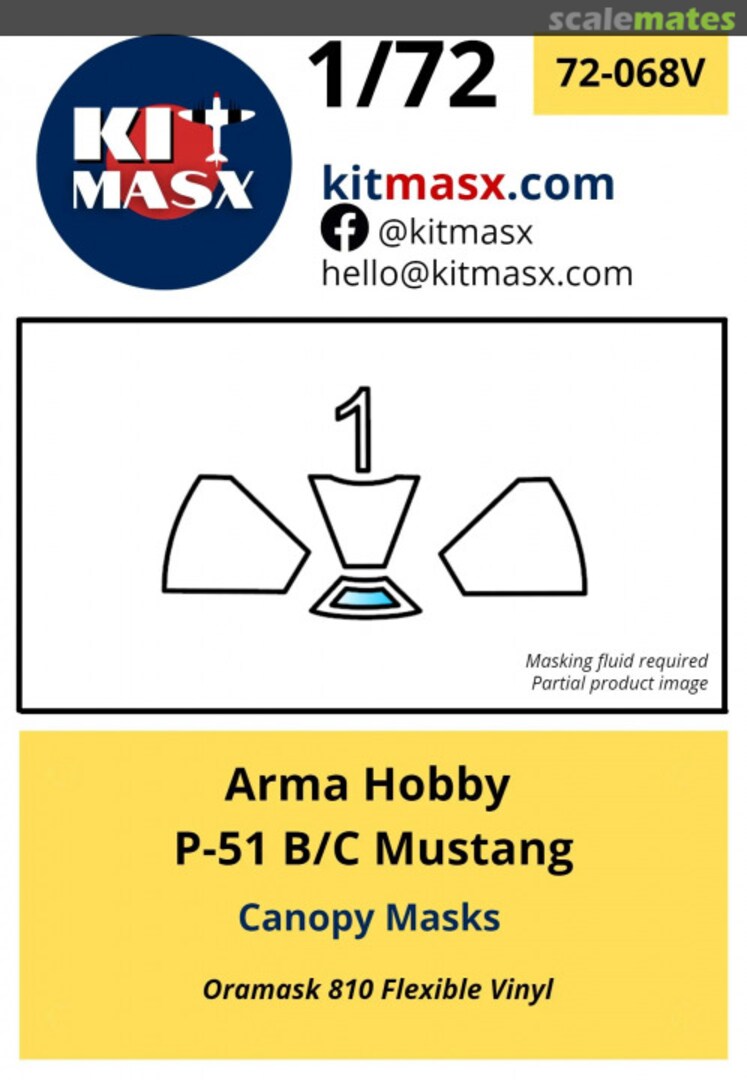 Boxart P-51 B/C Mustang Canopy Masks 72-068V Kit Masx Boxart P-51 B/C Mustang Canopy Masks 72-068V Kit Masx