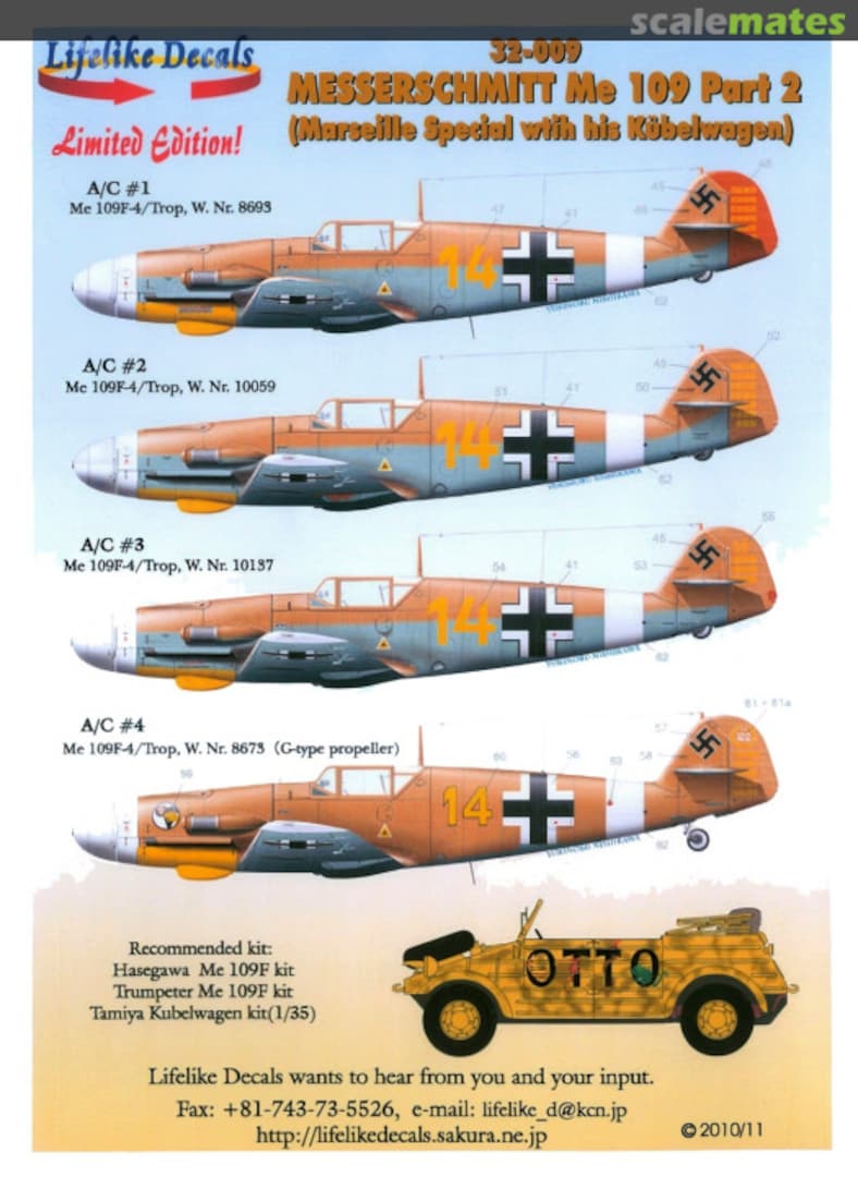 Boxart Messerschmitt Me 109 Part 2 32-009 Lifelike Decals Boxart Messerschmitt Me 109 Part 2 32-009 Lifelike Decals