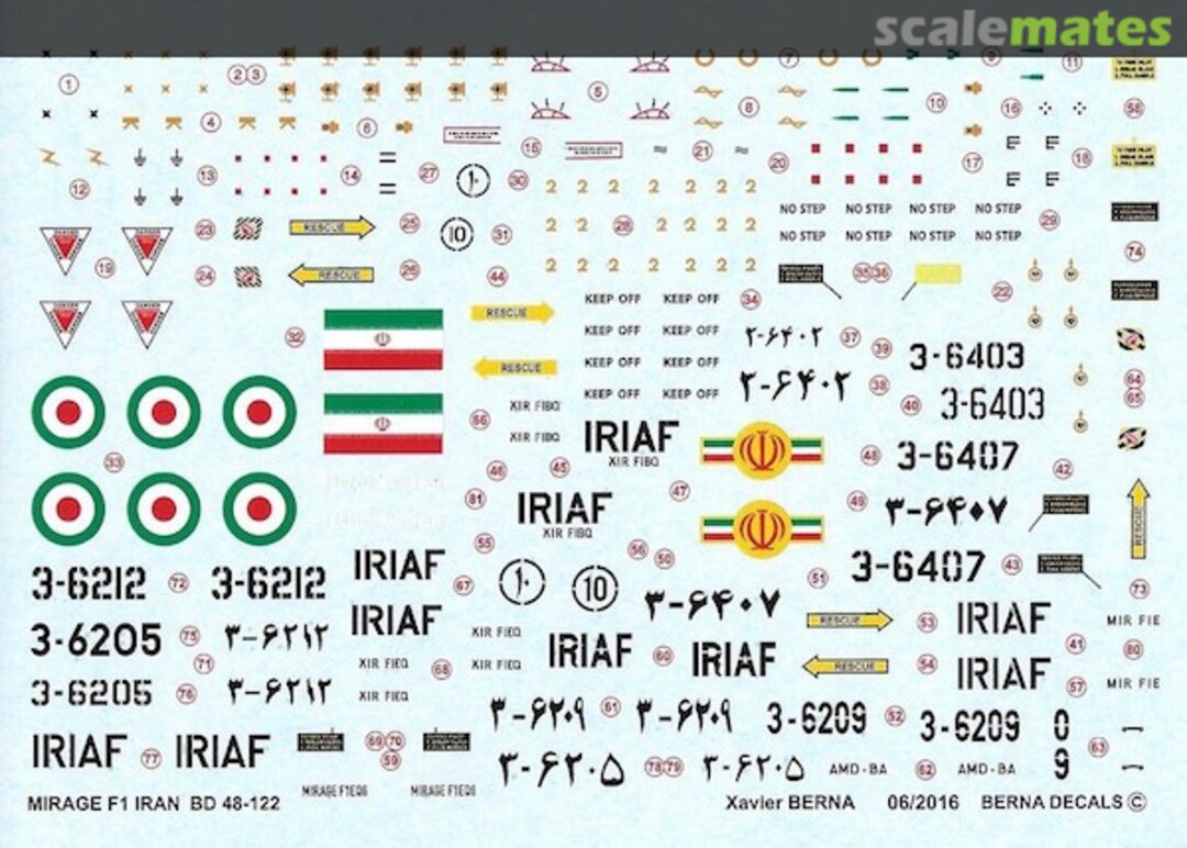 Boxart Dassault Mirage F.1 C & F.1 B Iran Air Force BD 48-122 Berna Decals Boxart Dassault Mirage F.1 C & F.1 B Iran Air Force BD 48-122 Berna Decals
