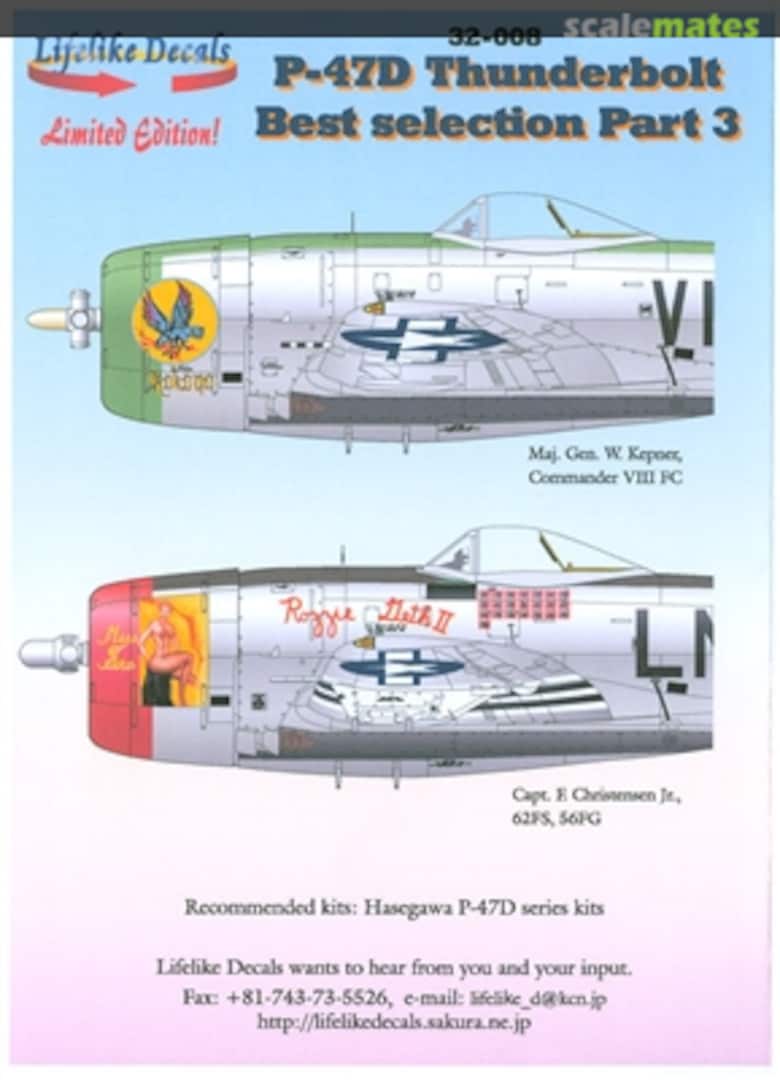 Boxart P-47D Thunderbolt Best Selection Part 3 (Japanese Instructions) 32-008J Lifelike Decals Boxart P-47D Thunderbolt Best Selection Part 3 (Japanese Instructions) 32-008J Lifelike Decals