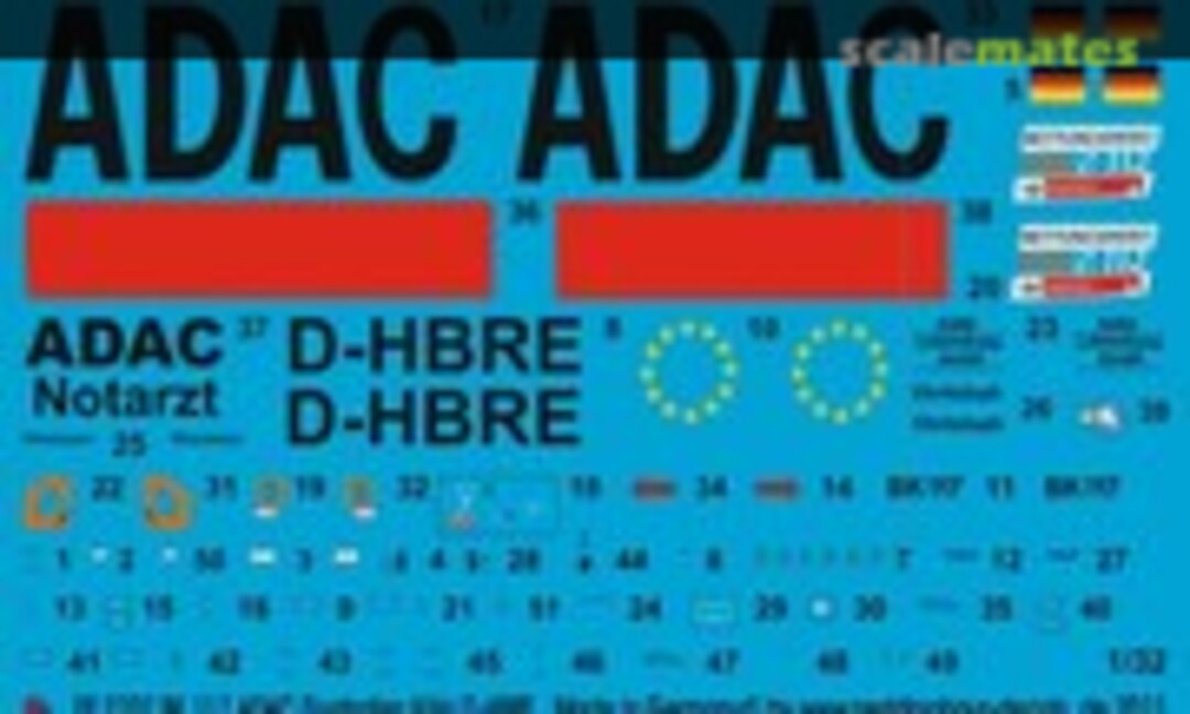 1:32 BK 117 ADAC Rescuehelicopter Köln Airport D-HBRE (Peddinghaus-Decals EP 2707) EP 2707