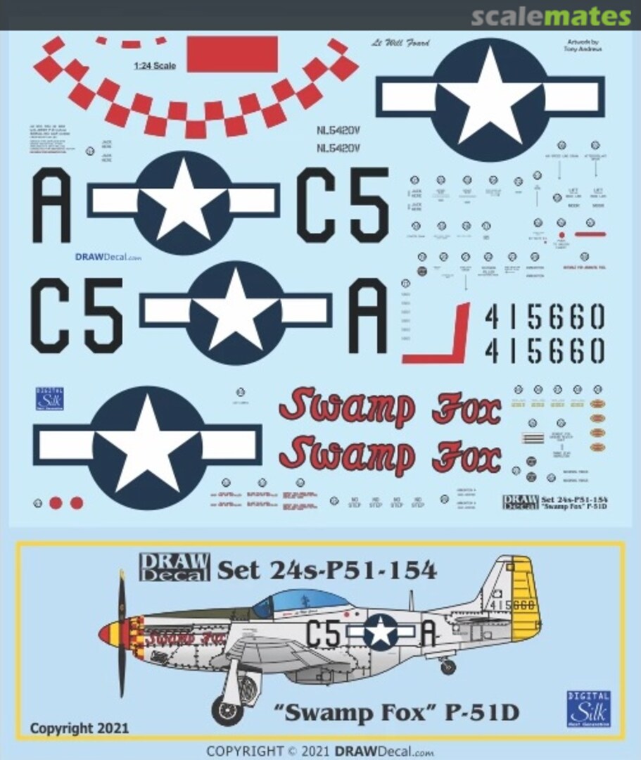 Boxart “Swamp Fox” P-51D 24-P51-154 Draw Decal Boxart “Swamp Fox” P-51D 24-P51-154 Draw Decal
