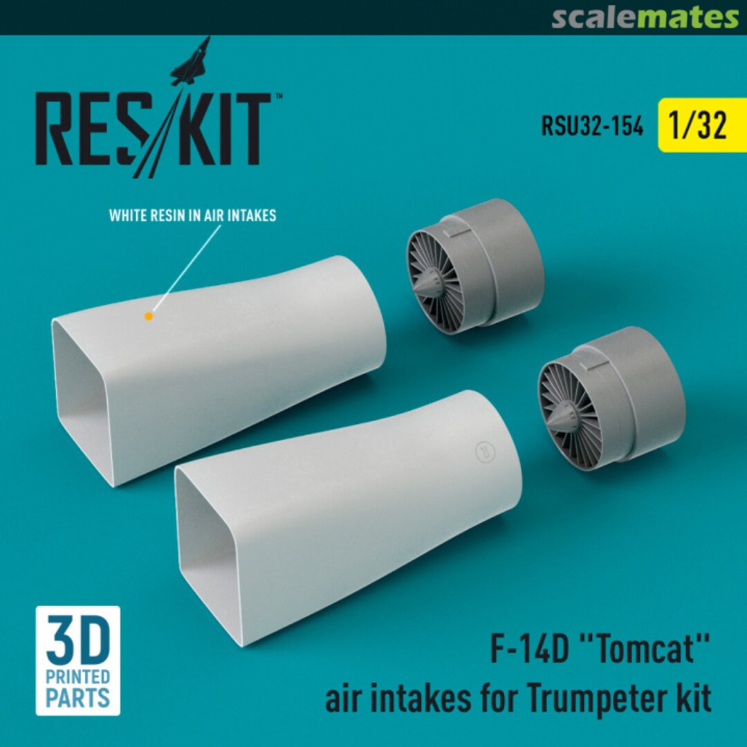 Boxart F-14D Tomcat air intakes (3D Printed) RSU32-0154 ResKit Boxart F-14D Tomcat air intakes (3D Printed) RSU32-0154 ResKit