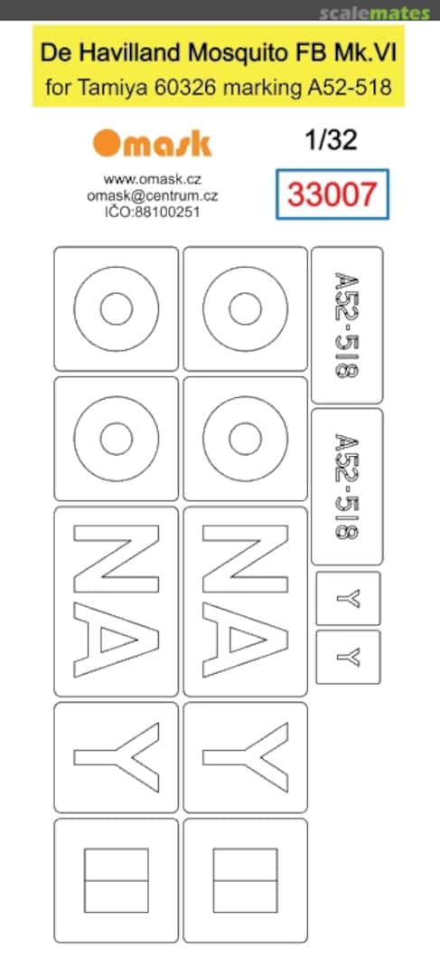Boxart De Havilland Mosquito FB Mk.VI Mask 33007 Omask Boxart De Havilland Mosquito FB Mk.VI Mask 33007 Omask