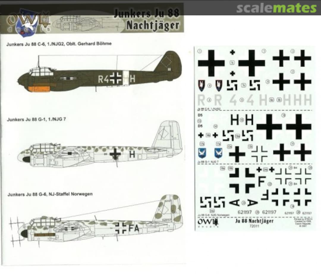 Boxart Junkers Ju 88 C-6/G-1/G-6 Nachtjäger 72011 OWL Boxart Junkers Ju 88 C-6/G-1/G-6 Nachtjäger 72011 OWL