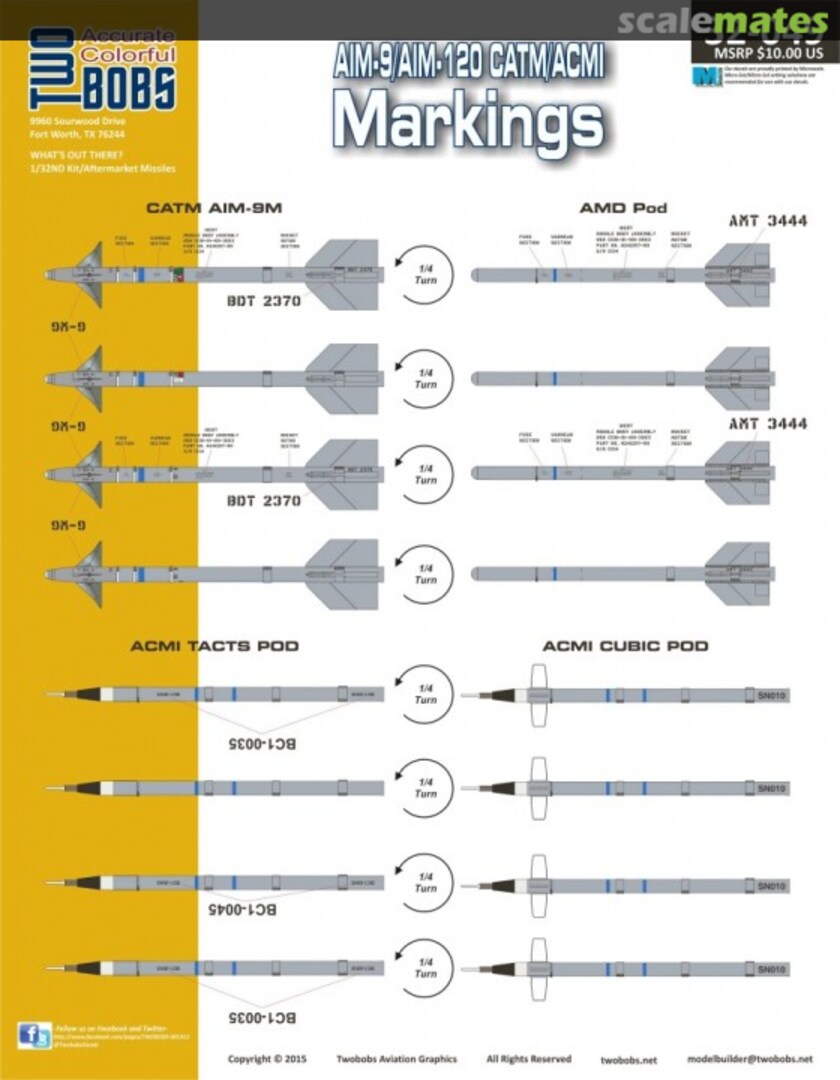 Boxart AIM-9/AIM-120 CATM/ACMI Markings 32-049 TwoBobs Aviation Graphics