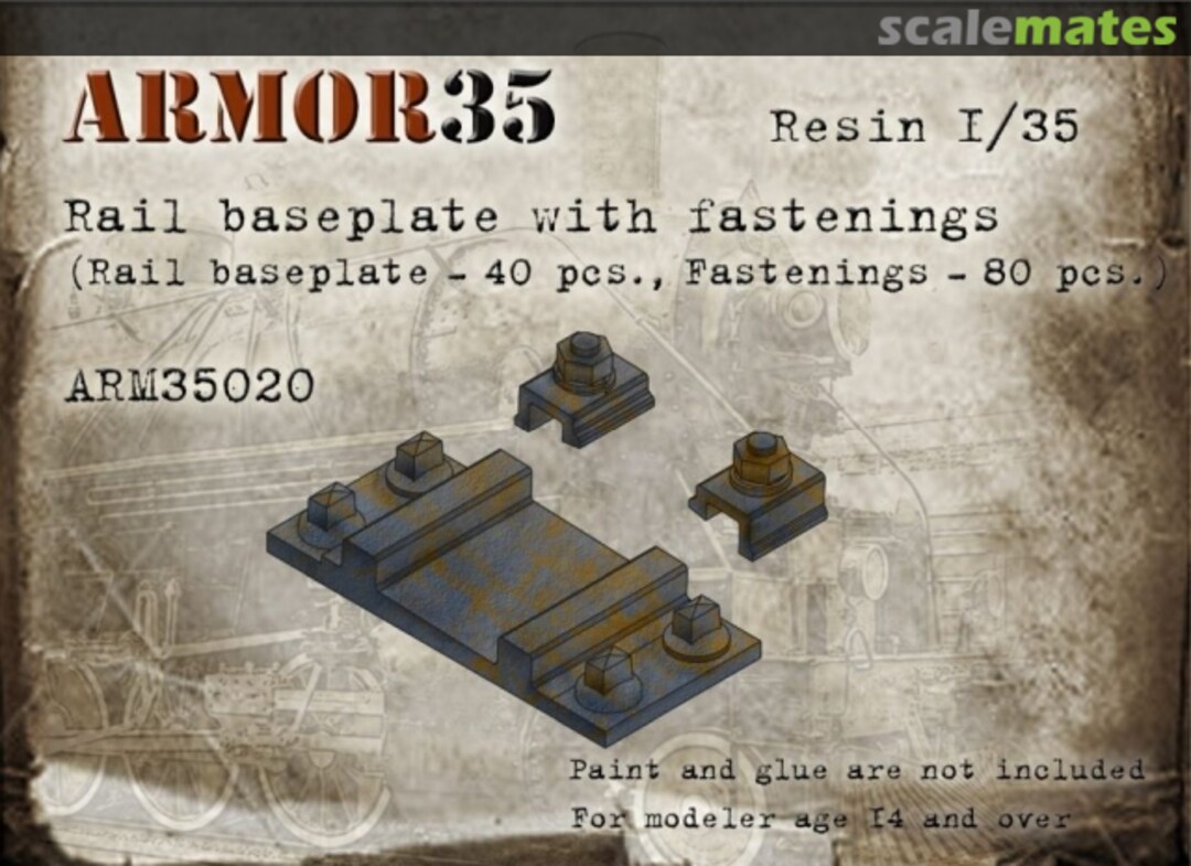 Boxart Rail baseplate with Fastenings ARM35020 Armor35 Boxart Rail baseplate with Fastenings ARM35020 Armor35