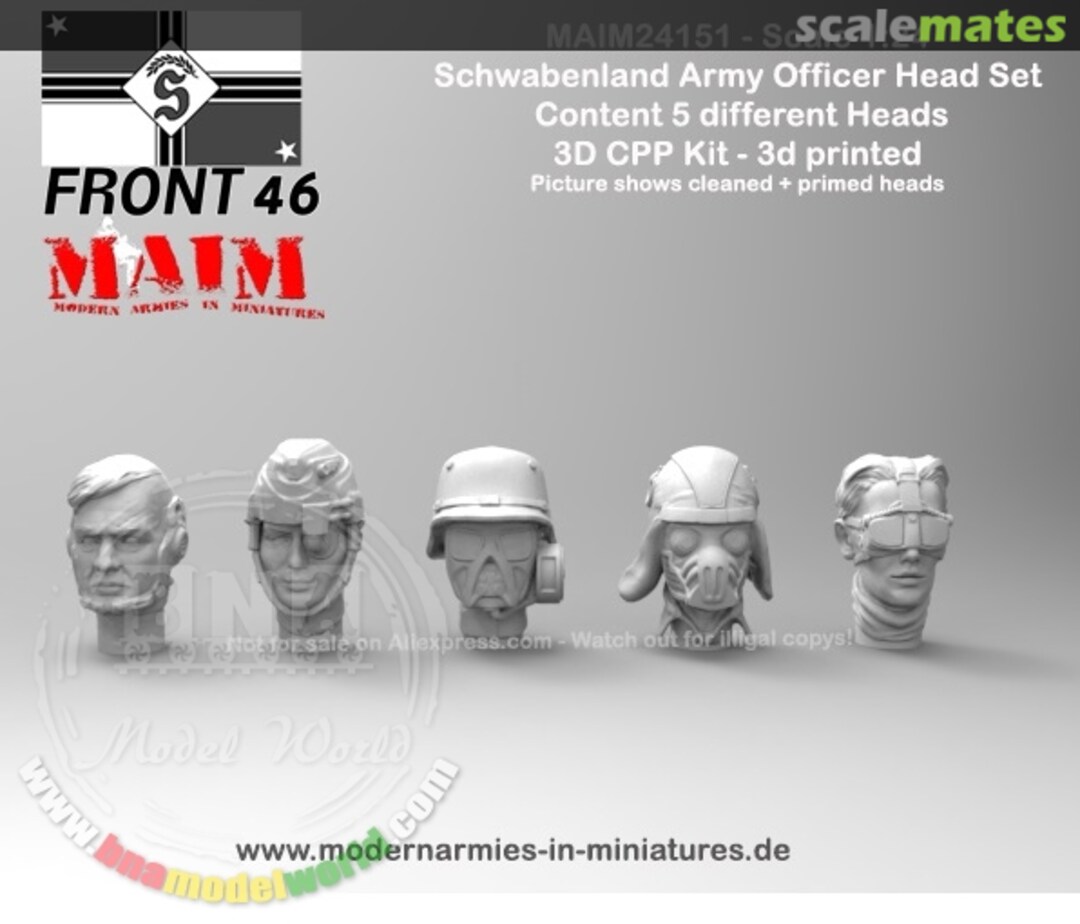 Boxart Schwabenland Army Officer Head Set - Front46 (5pcs) MAIM24151 MAiM