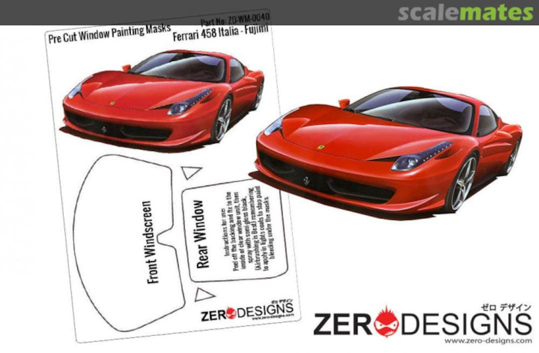 Boxart Ferrari 458 Italia Pre Cut Window Painting Masks ZD-WM-0040 Zerodesigns Boxart Ferrari 458 Italia Pre Cut Window Painting Masks ZD-WM-0040 Zerodesigns