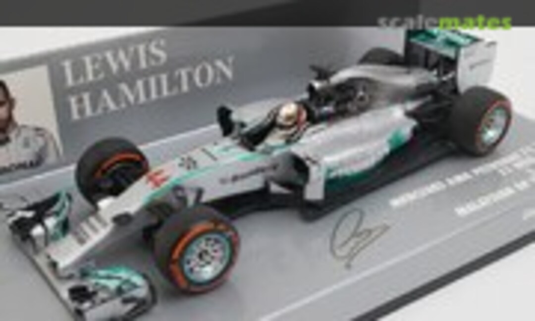 1:43 Mercedes AMG Petronas F1 Team W05 Hybrid Lewis Hamilton Malaysian GP Winner 2014 (Minichamps 410140144)