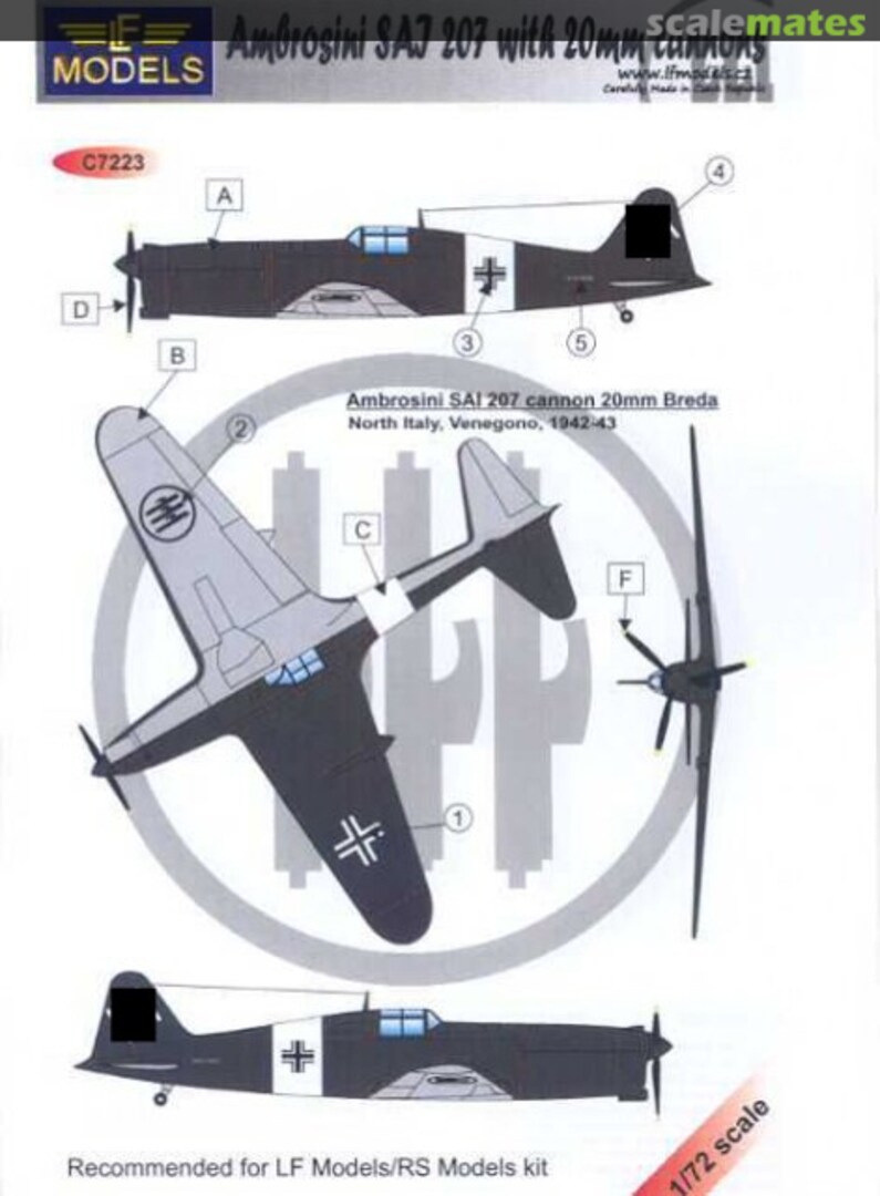Boxart Ambrosini SAI 207 with 20mm cannons C7223 LF Models Boxart Ambrosini SAI 207 with 20mm cannons C7223 LF Models