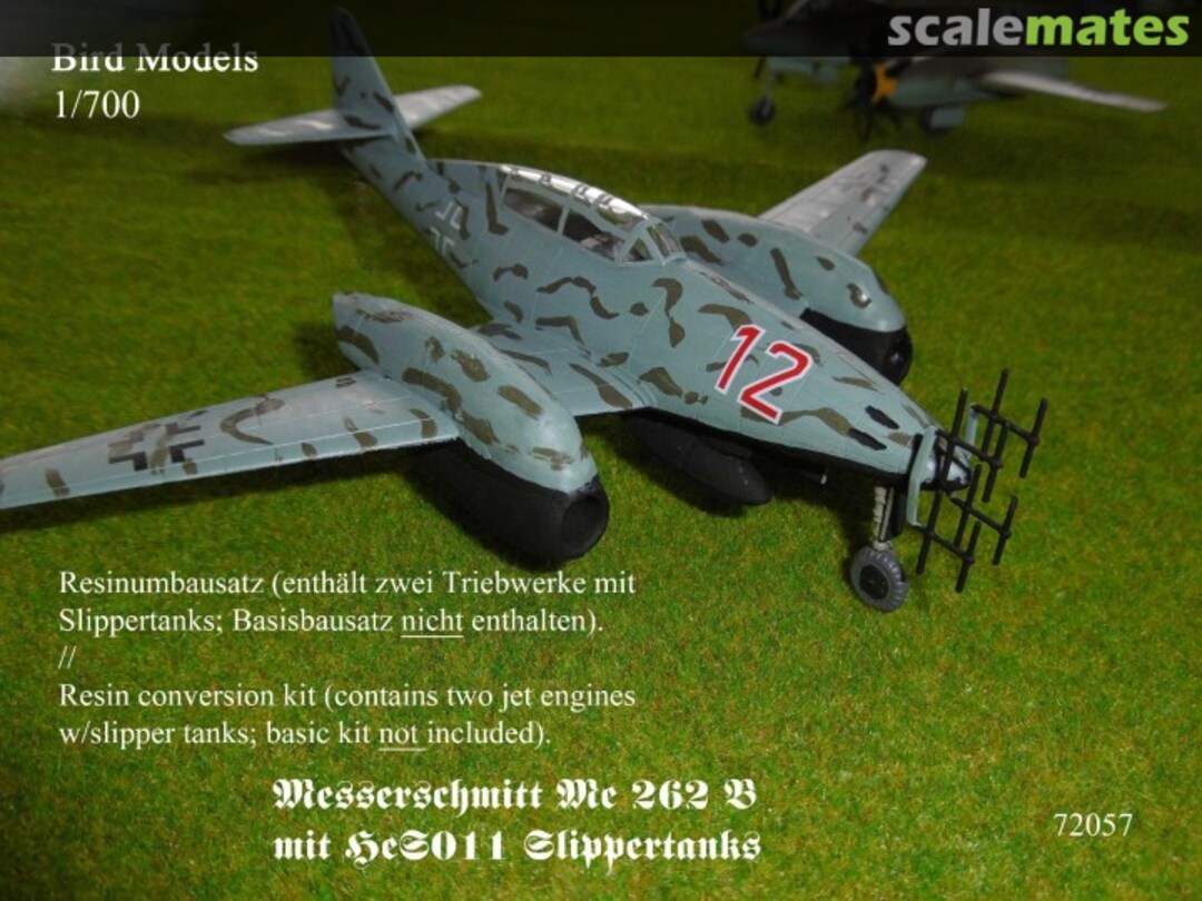 Boxart Messerschmitt Me 262 B mit HeS011 Slippertanks 72057 Bird Models Boxart Messerschmitt Me 262 B mit HeS011 Slippertanks 72057 Bird Models