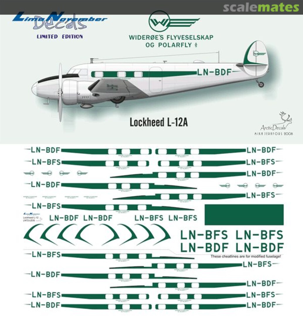 Boxart Wideroe Lockheed L.12 LN72-LE05 Lima November Decals