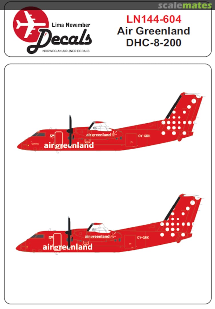 Boxart Air Greenland de-Havilland-Canada DHC-8-200 LN144-604 Lima November Decals Boxart Air Greenland de-Havilland-Canada DHC-8-200 LN144-604 Lima November Decals