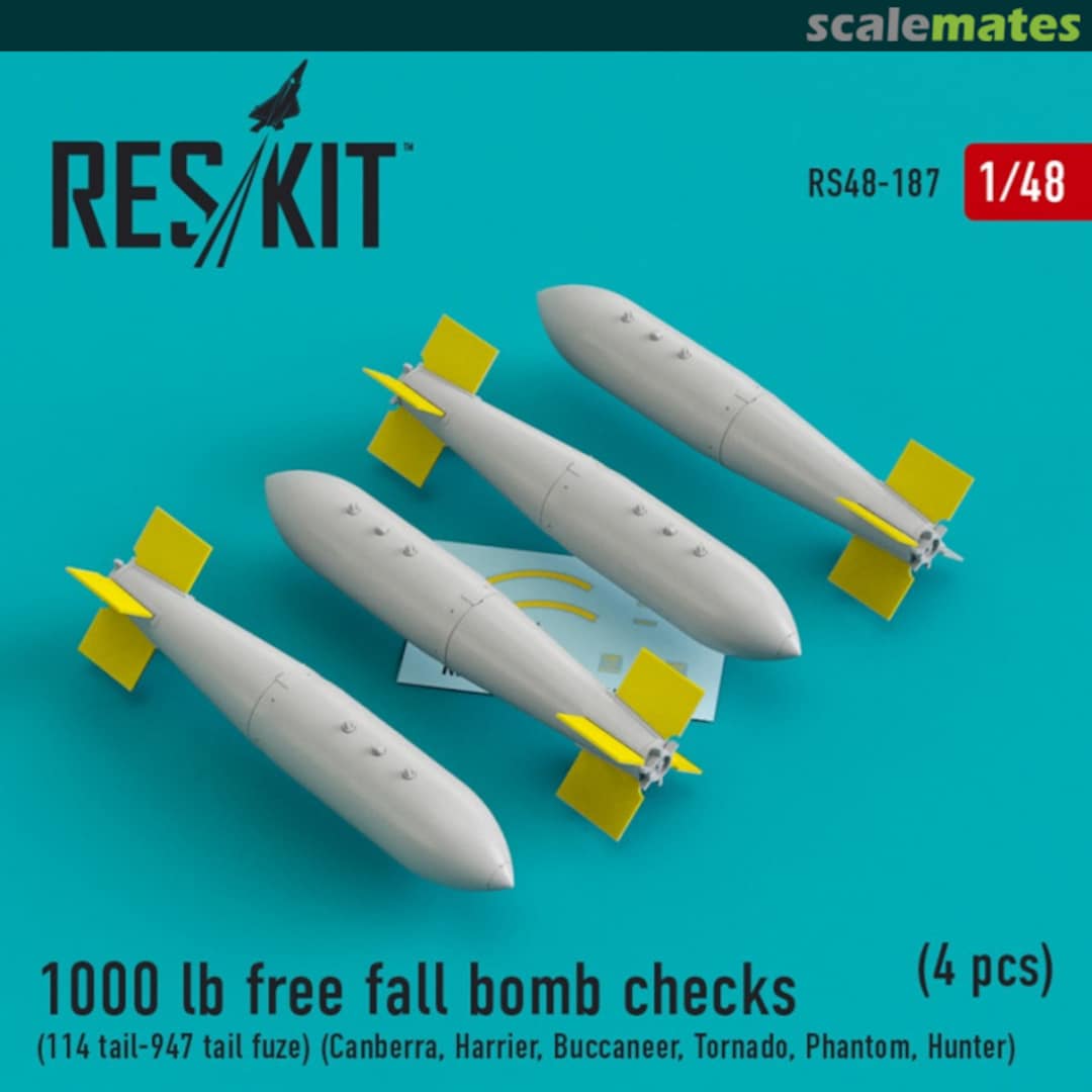 Boxart 1000 lb Free-fall Bomb with Tail Type 114 & Tail Fuze No.947 RS48-0187 ResKit Boxart 1000 lb Free-fall Bomb with Tail Type 114 & Tail Fuze No.947 RS48-0187 ResKit